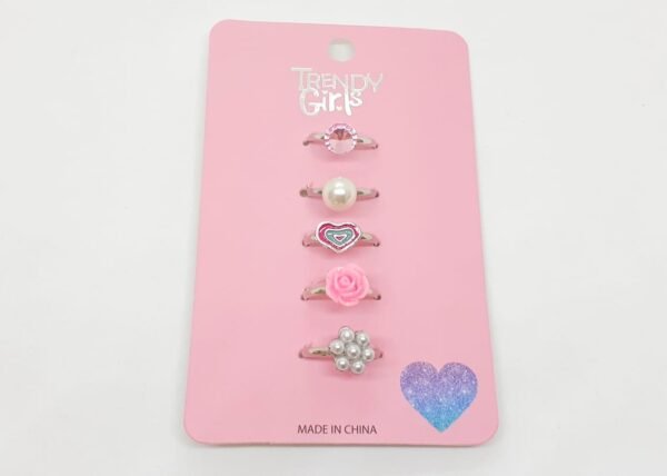 conjunto de anillos trendy corazon